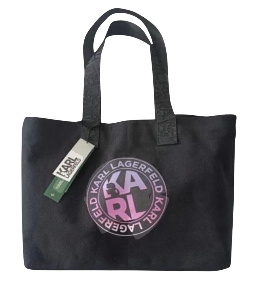 KARL LAGERFELD Черная тканевая сумка тоут, фото 1