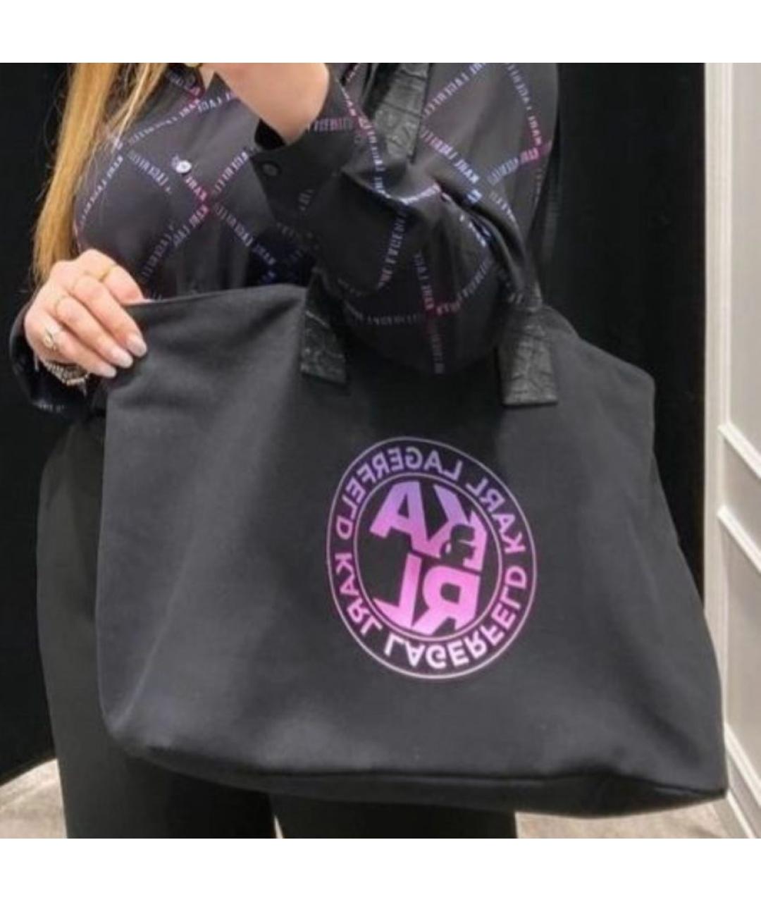 KARL LAGERFELD Черная тканевая сумка тоут, фото 3