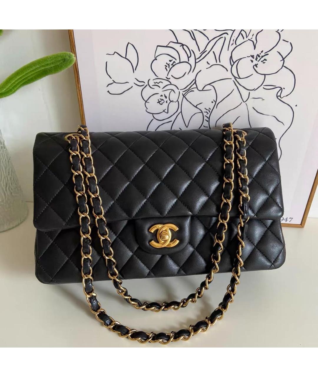 CHANEL Черная кожаная сумка с короткими ручками, фото 9