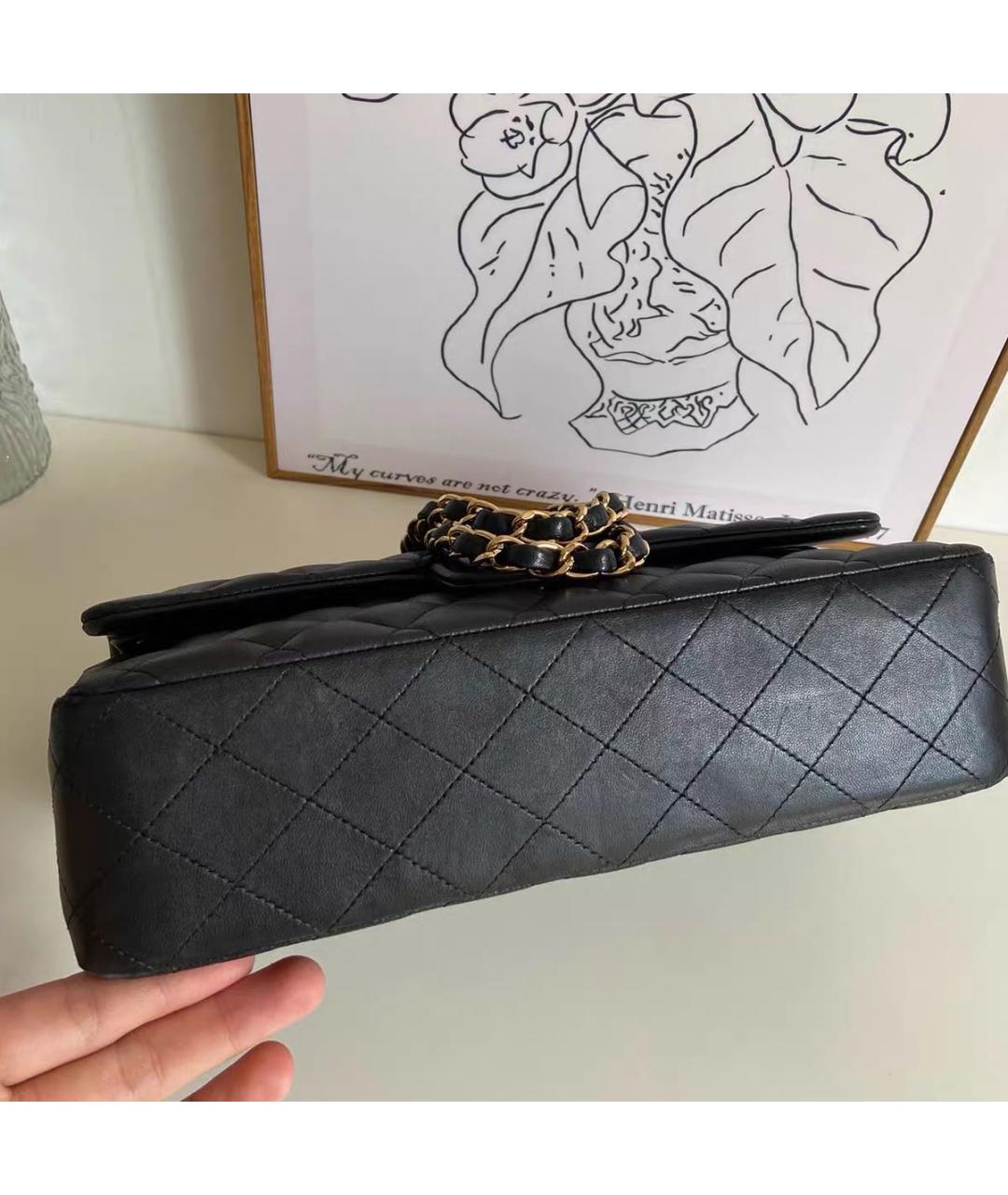 CHANEL Черная кожаная сумка с короткими ручками, фото 5