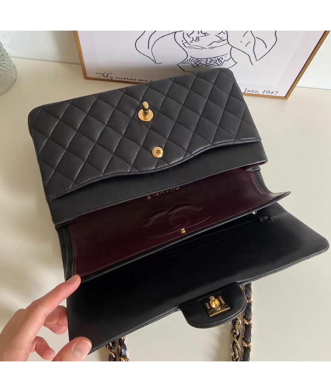 CHANEL Черная кожаная сумка с короткими ручками, фото 8