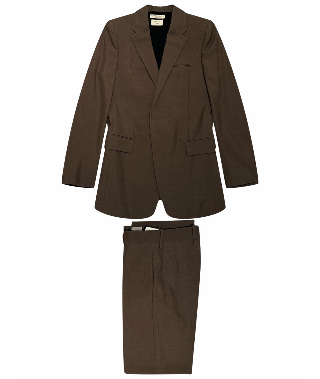 BOTTEGA VENETA Коричневый шерстяной костюм с брюками, фото 1