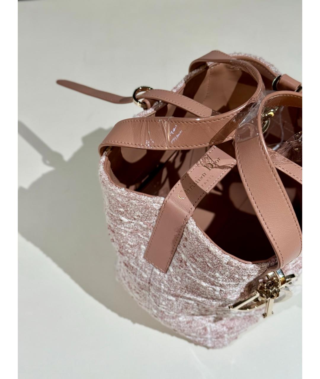 CHRISTIAN DIOR Розовая твидовая сумка тоут, фото 7