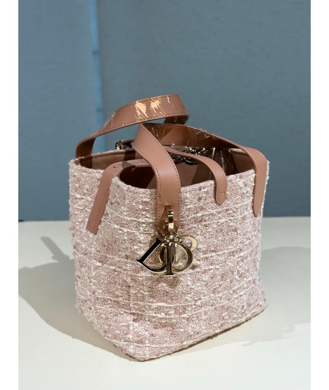 CHRISTIAN DIOR Розовая твидовая сумка тоут, фото 6