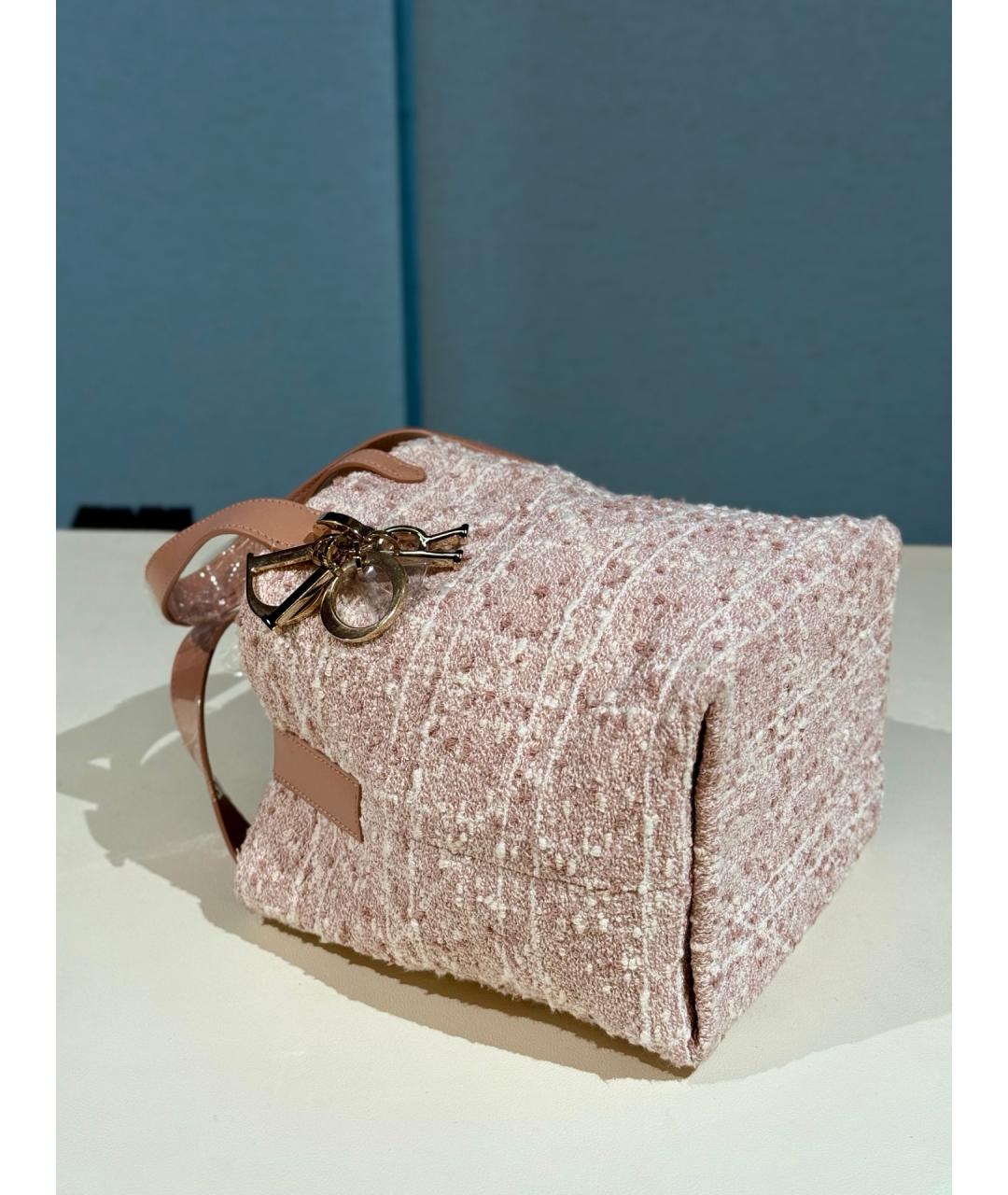 CHRISTIAN DIOR Розовая твидовая сумка тоут, фото 8