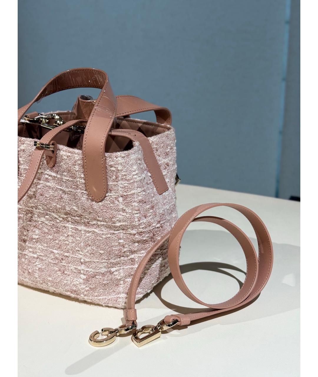 CHRISTIAN DIOR Розовая твидовая сумка тоут, фото 2