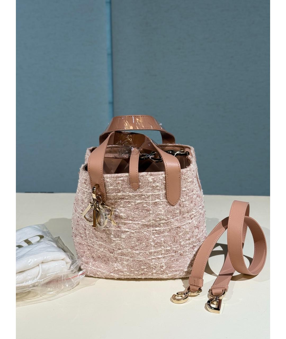 CHRISTIAN DIOR Розовая твидовая сумка тоут, фото 4