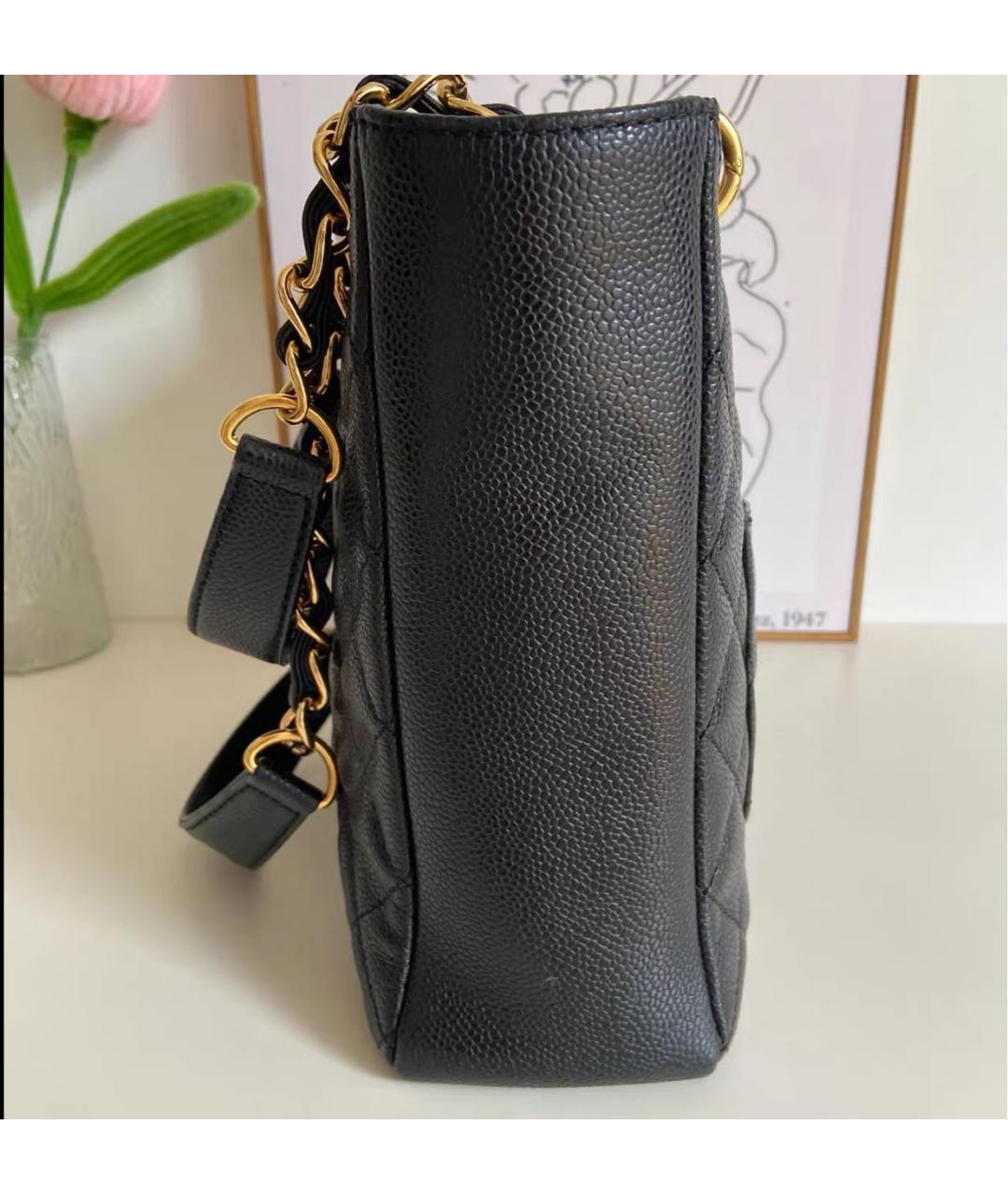 CHANEL Черная кожаная сумка тоут, фото 6