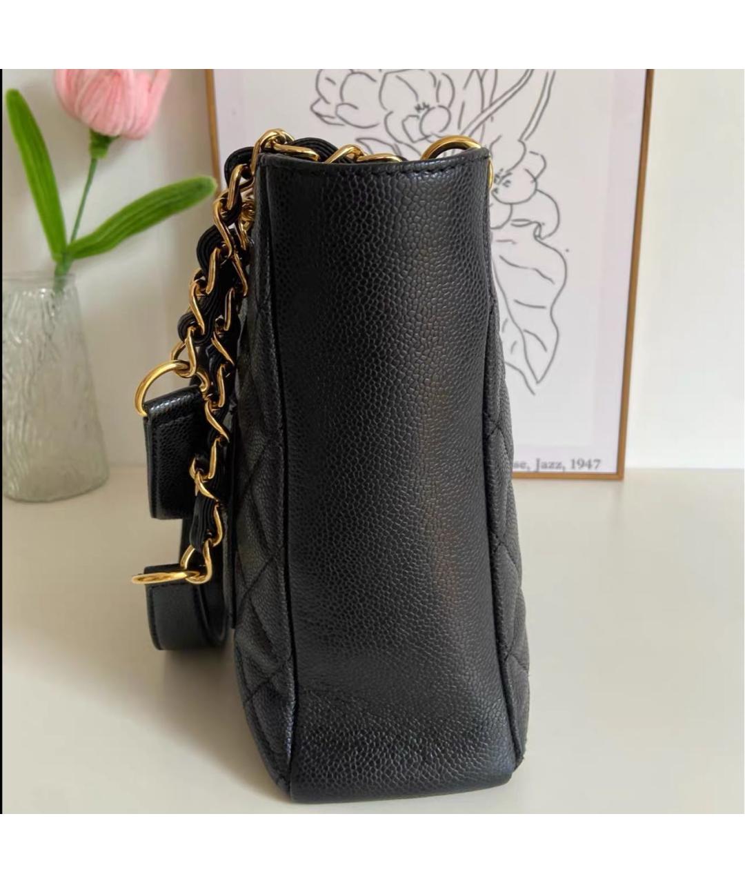 CHANEL Черная кожаная сумка тоут, фото 3