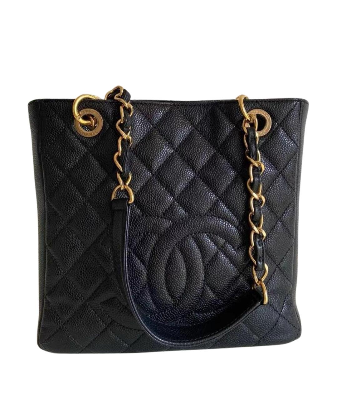 CHANEL Черная кожаная сумка тоут, фото 1