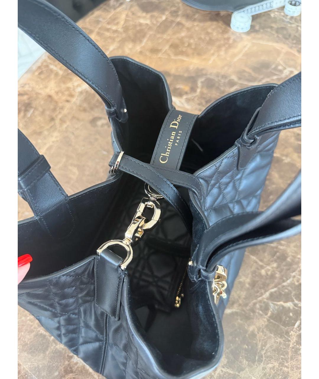 CHRISTIAN DIOR Черная кожаная сумка тоут, фото 4