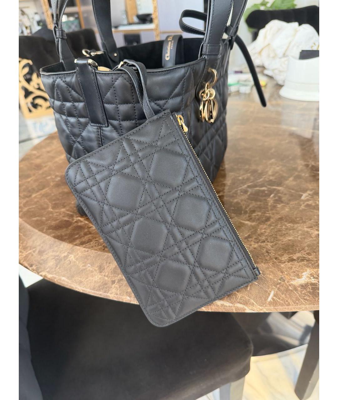 CHRISTIAN DIOR Черная кожаная сумка тоут, фото 5