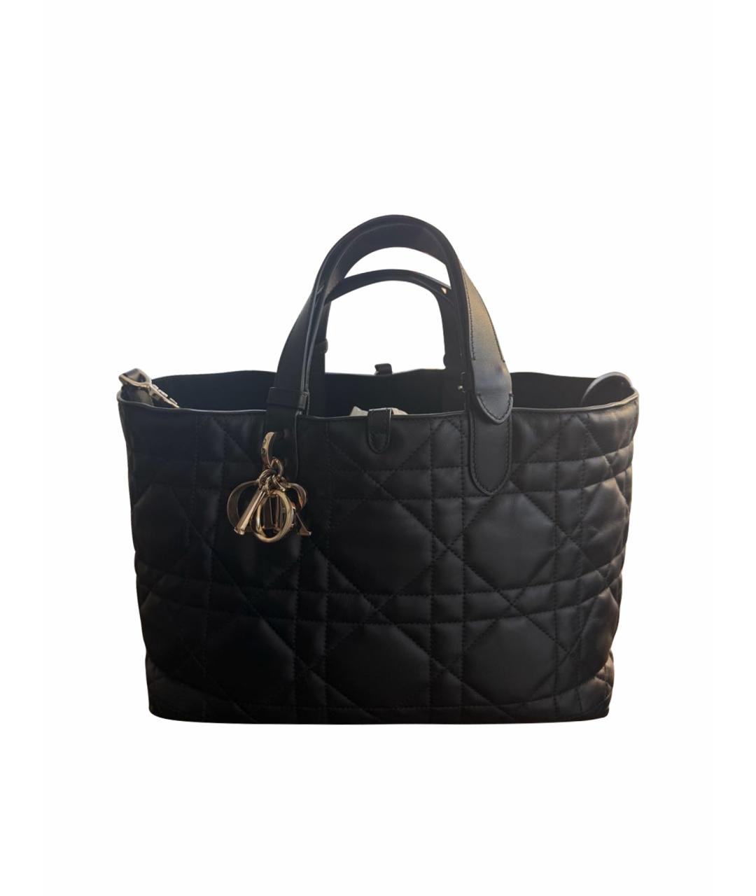 CHRISTIAN DIOR Черная кожаная сумка тоут, фото 1