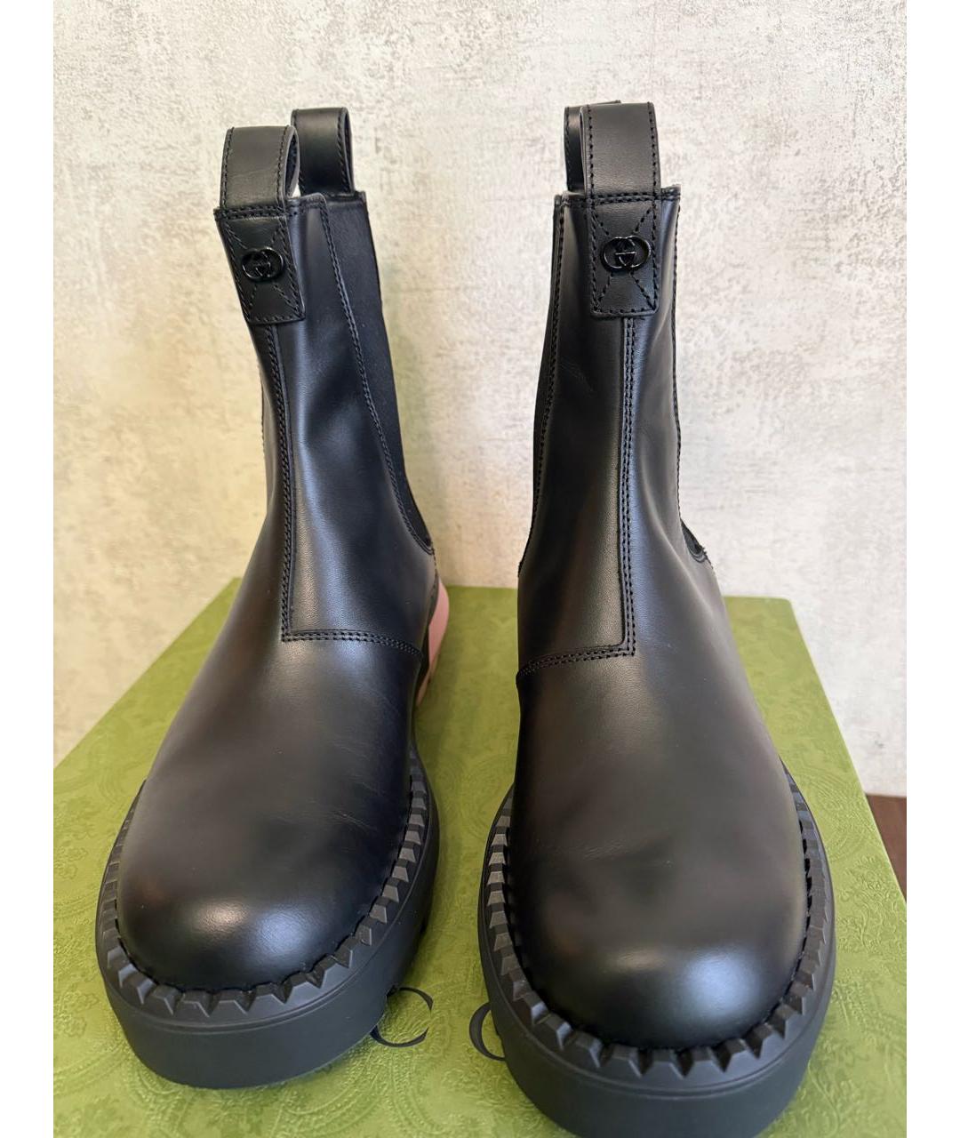 GUCCI Черные кожаные ботинки, фото 4
