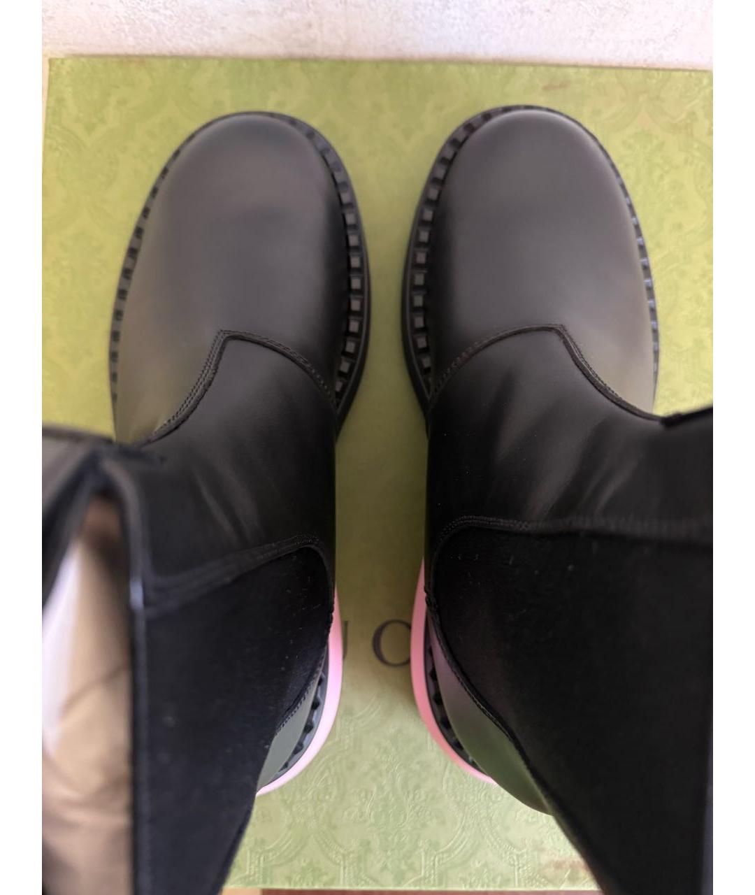 GUCCI Черные кожаные ботинки, фото 3