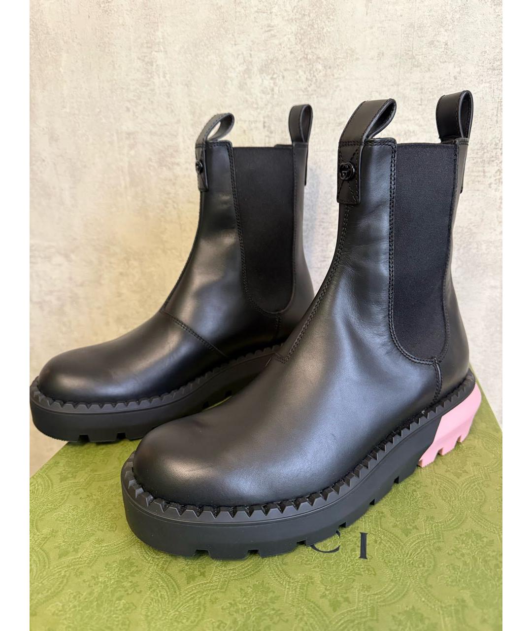 GUCCI Черные кожаные ботинки, фото 2