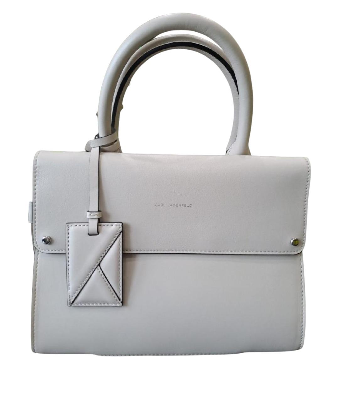 KARL LAGERFELD Серая кожаная сумка с короткими ручками, фото 1