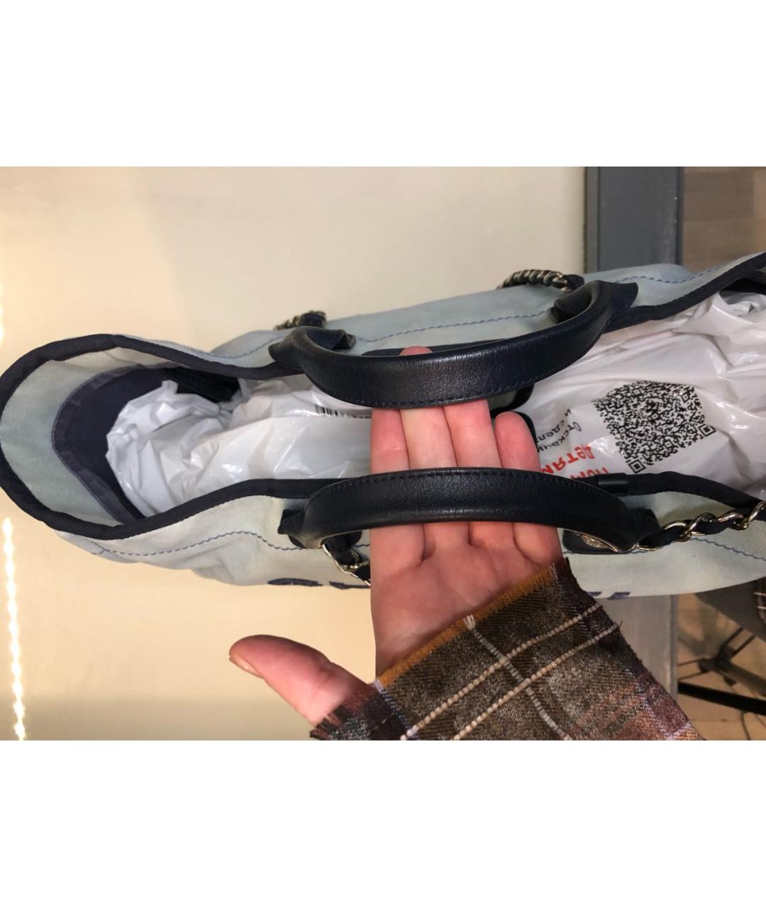 CHANEL Голубая деним сумка тоут, фото 7