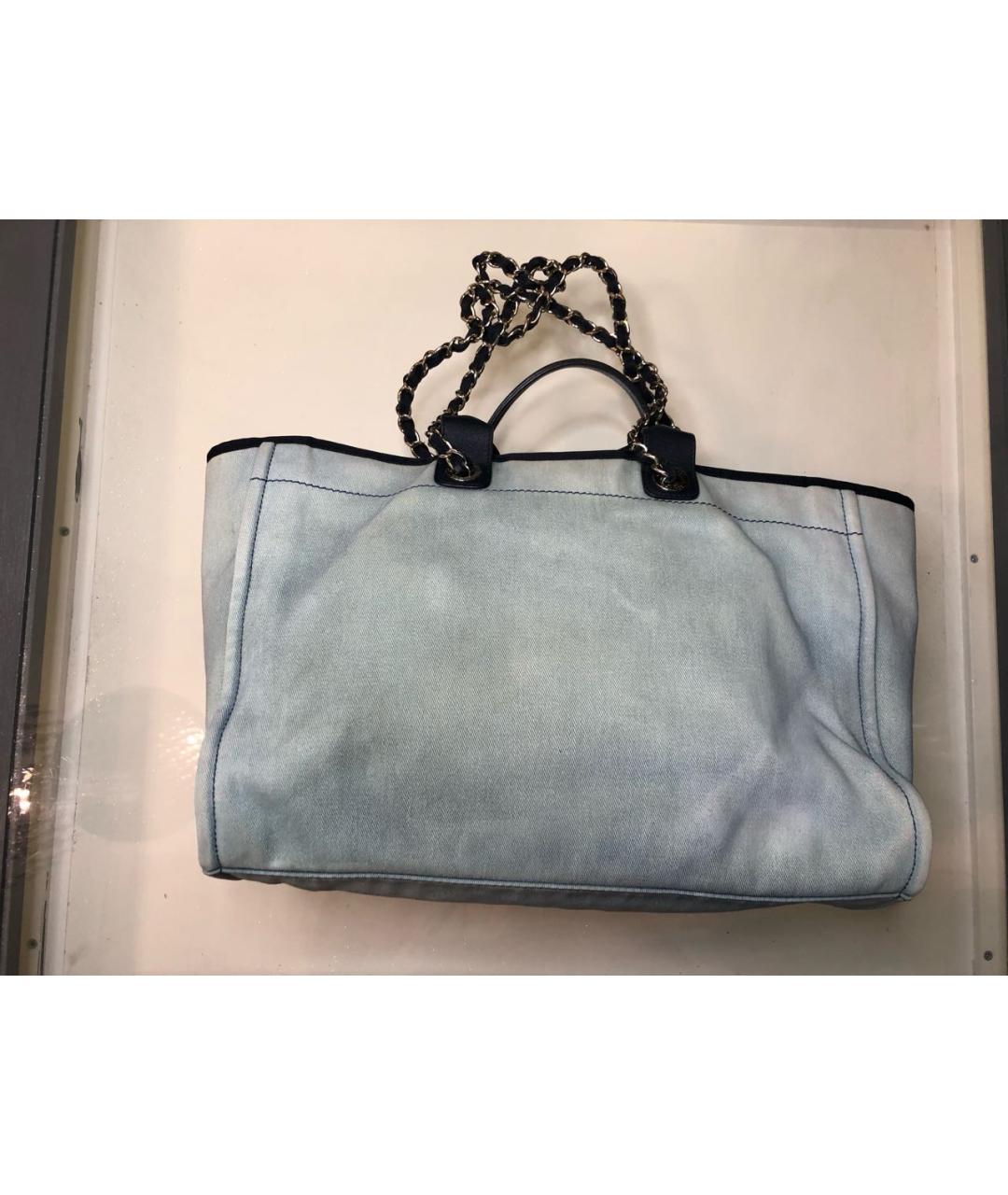 CHANEL Голубая деним сумка тоут, фото 2