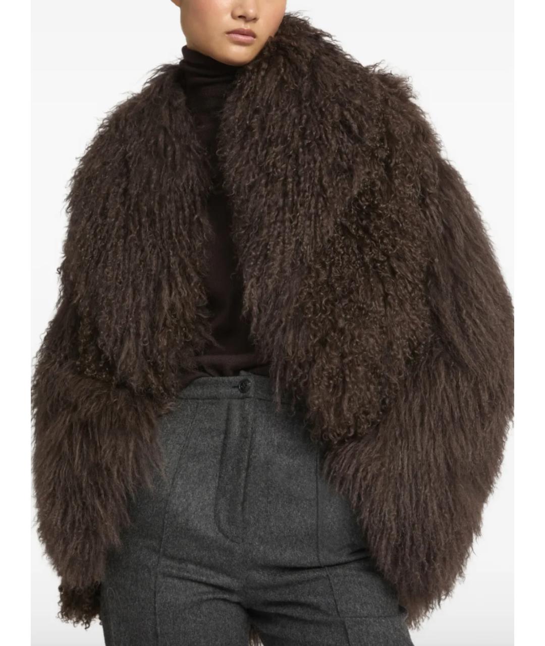 YVES SALOMON Коричневая меховая шуба, фото 4