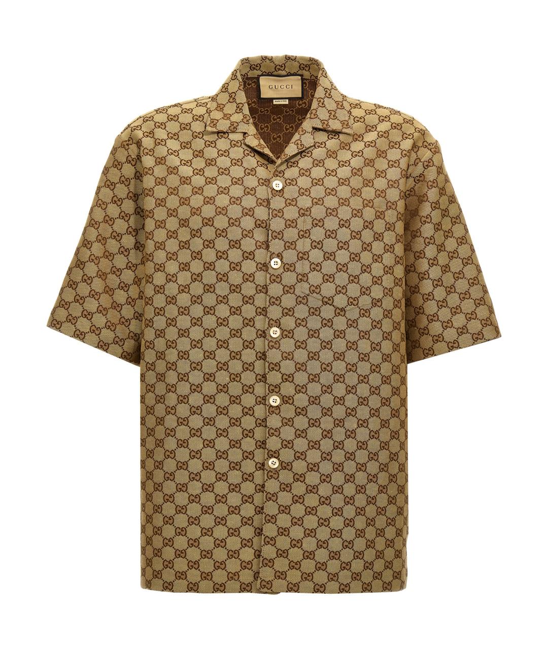 GUCCI Бежевая льняная кэжуал рубашка, фото 1