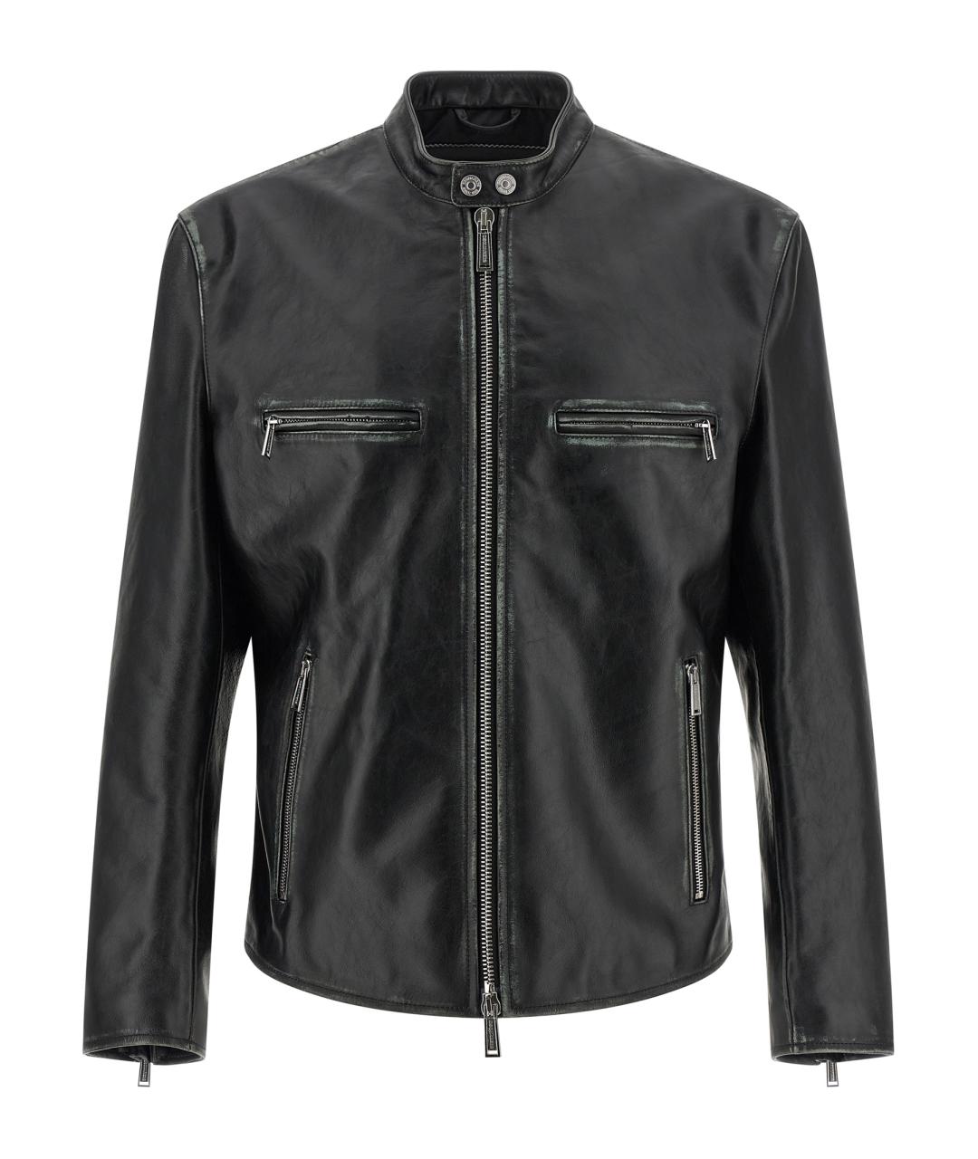 DSQUARED2 Черная кожаная куртка, фото 1