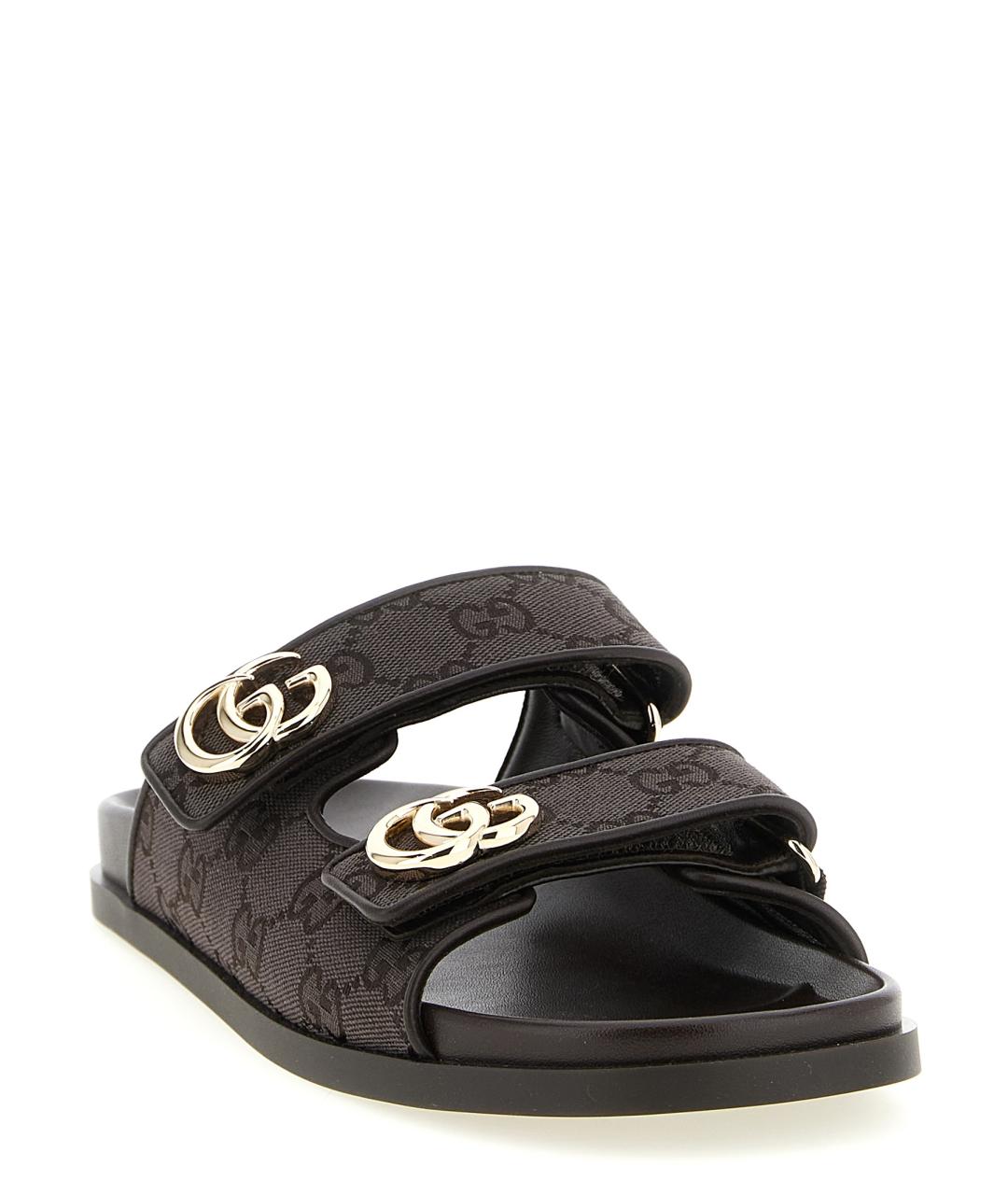 GUCCI Коричневые текстильные шлепанцы, фото 2