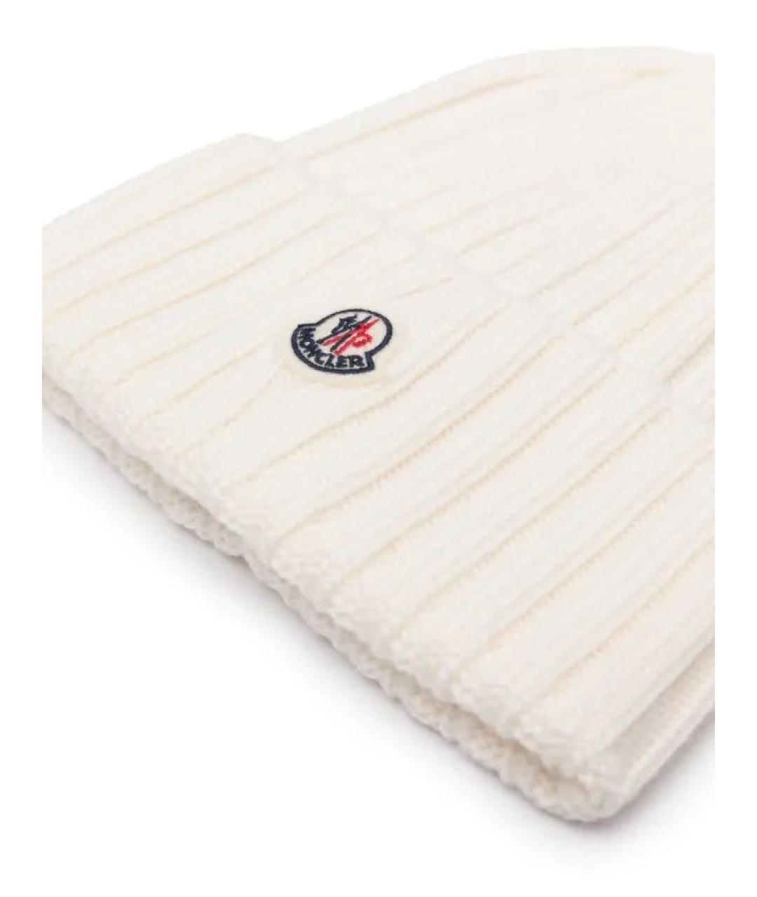 MONCLER Белая шерстяная шапка, фото 2