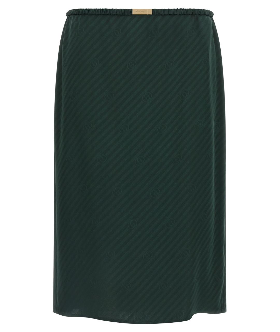 GUCCI Зеленая шелковая юбка миди, фото 1