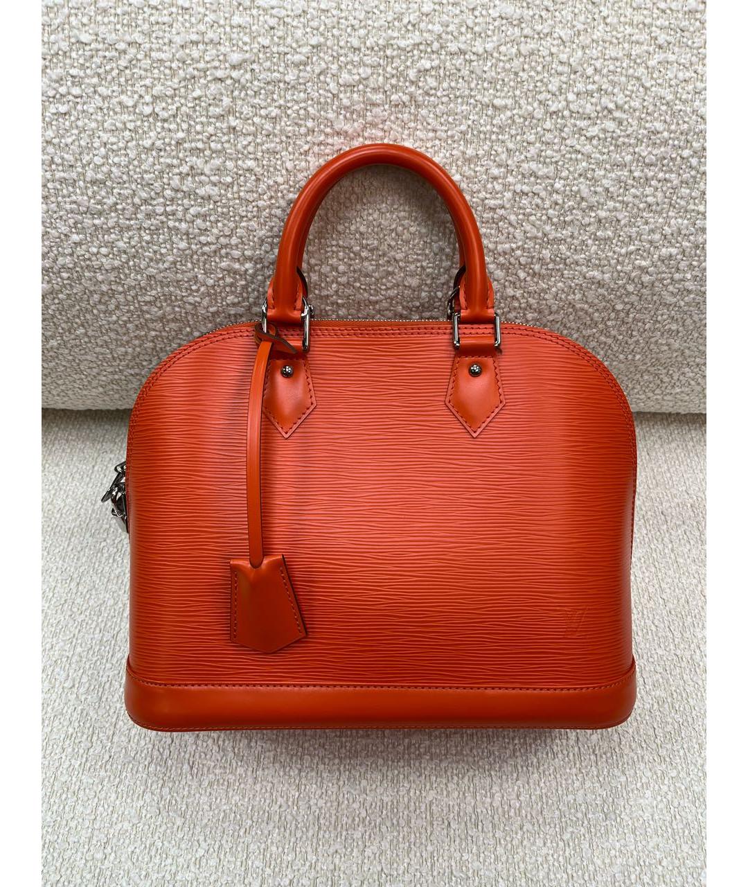 LOUIS VUITTON Оранжевая кожаная сумка с короткими ручками, фото 9