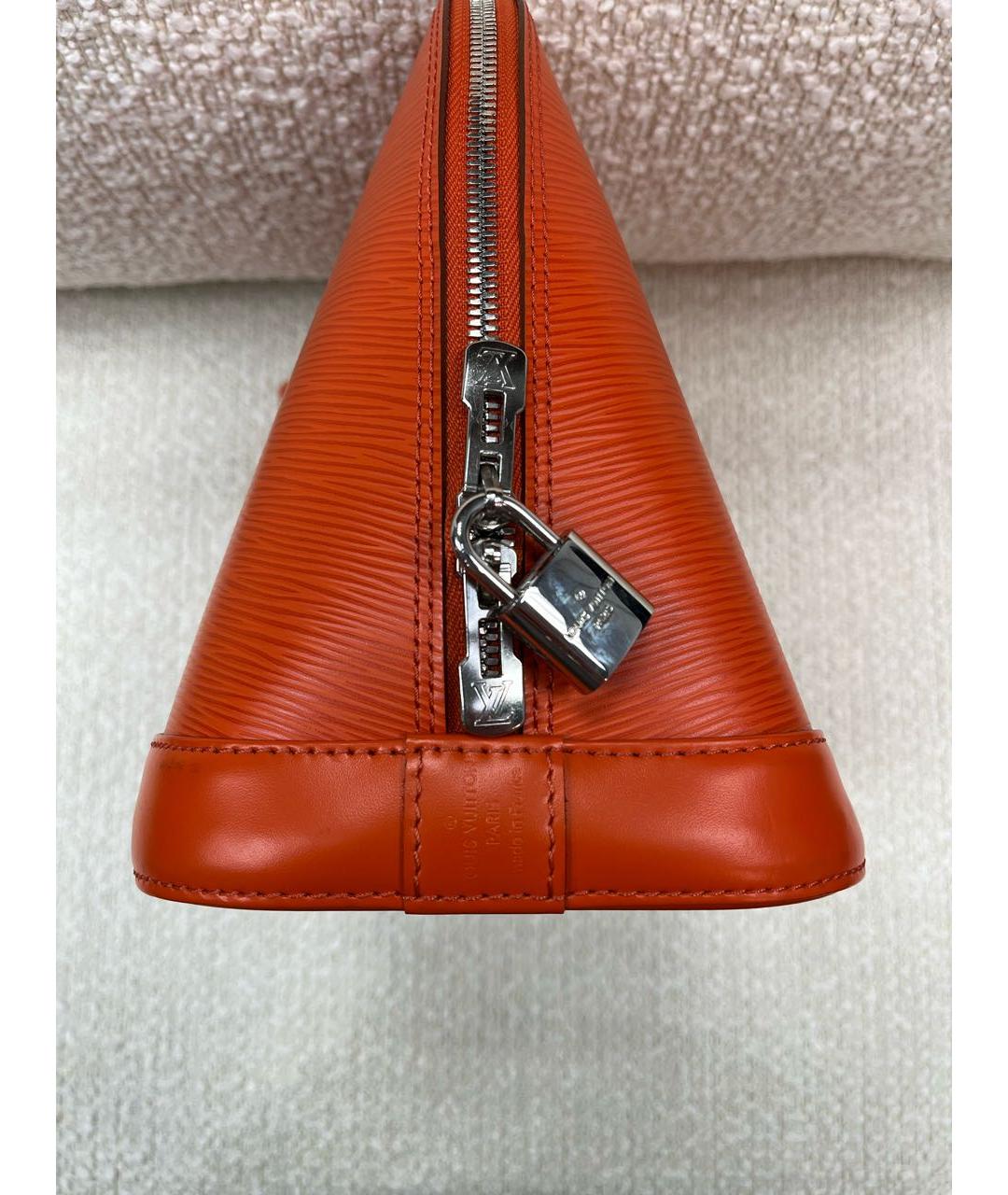 LOUIS VUITTON Оранжевая кожаная сумка с короткими ручками, фото 7