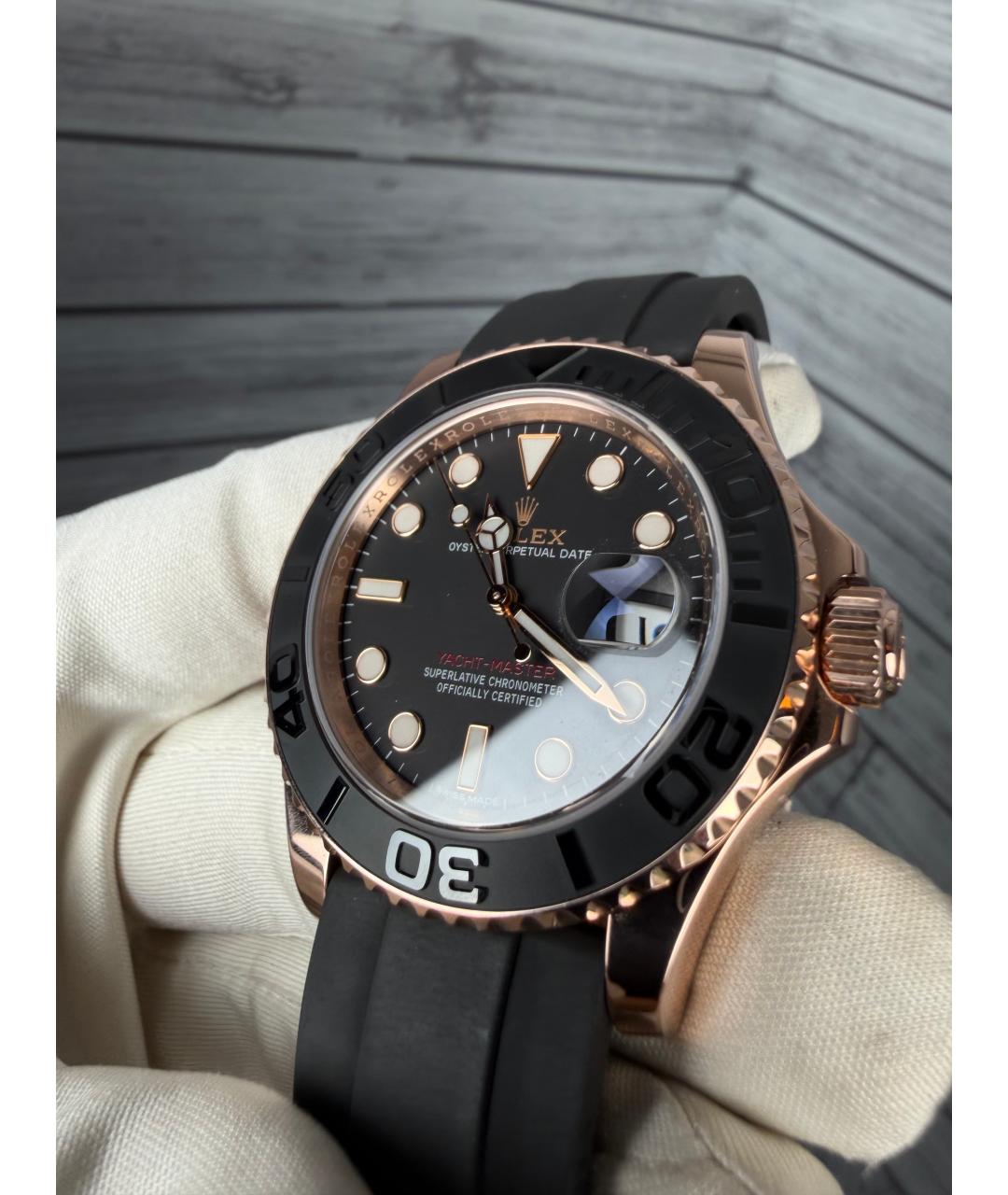 ROLEX Черные часы из розового золота, фото 5