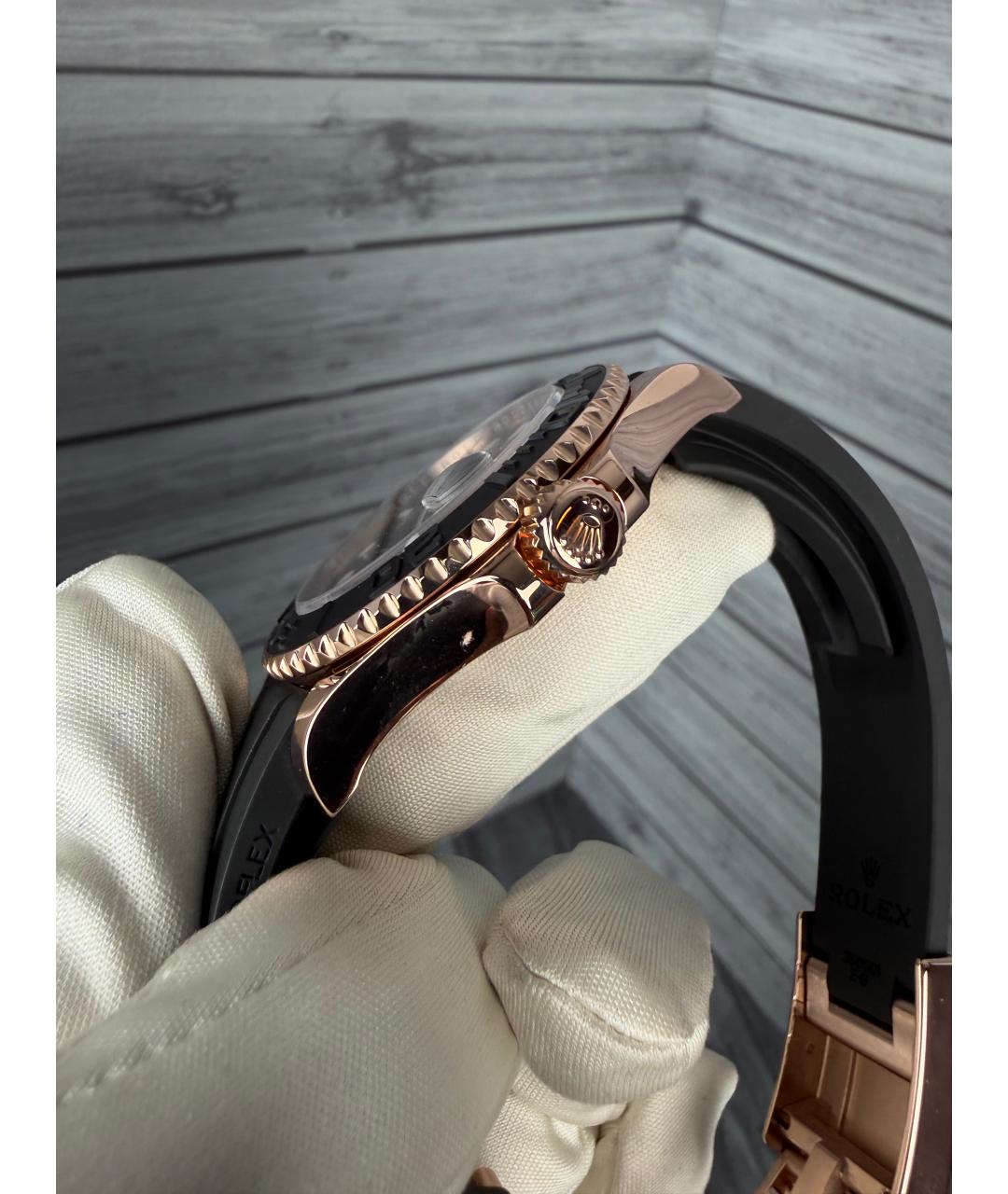 ROLEX Черные часы из розового золота, фото 6