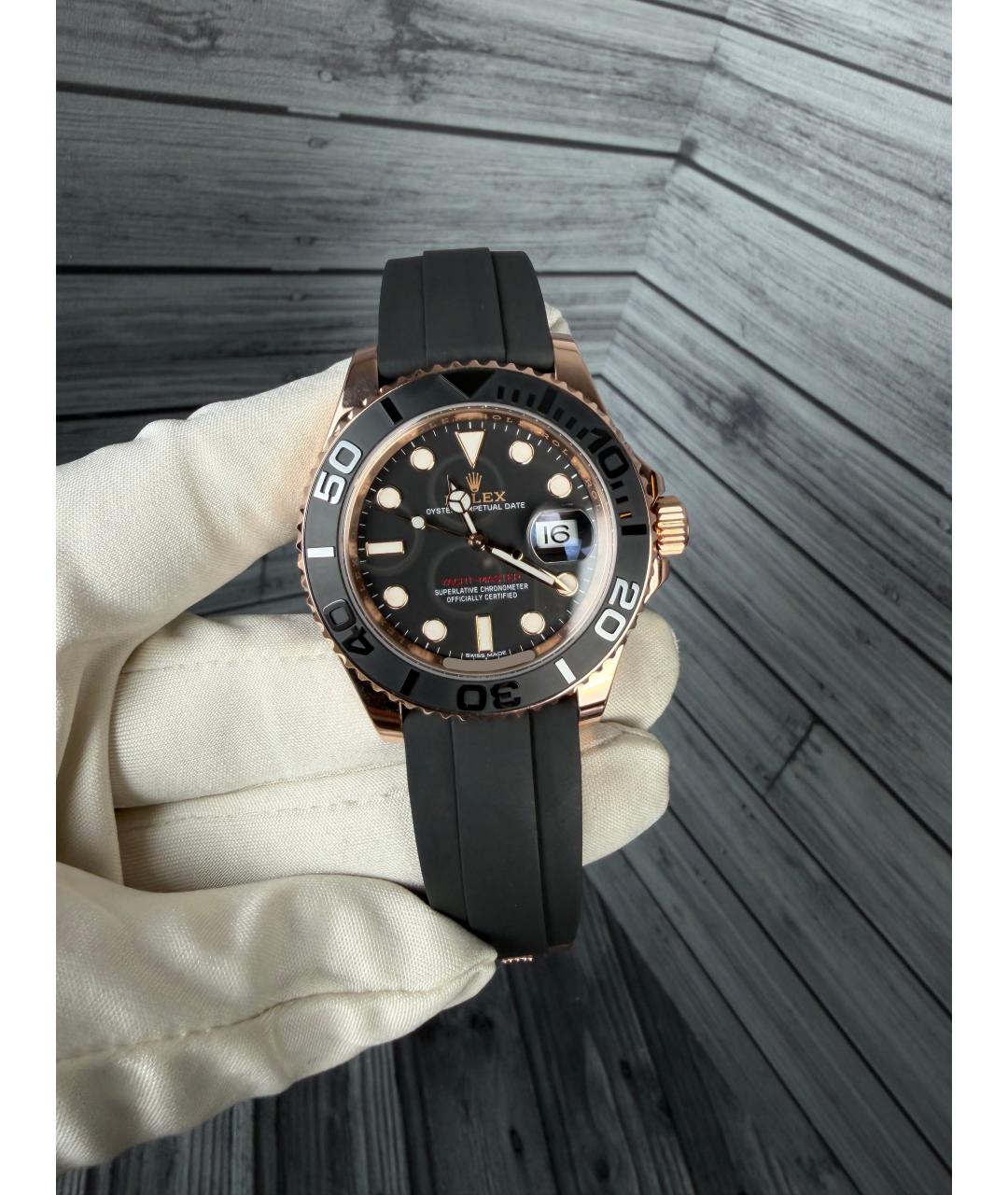 ROLEX Черные часы из розового золота, фото 3