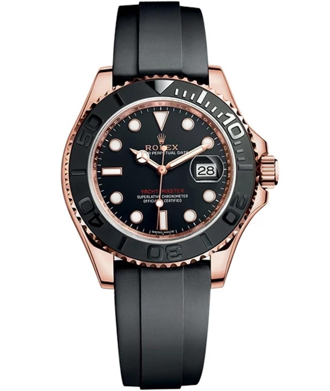 ROLEX Черные часы из розового золота, фото 1