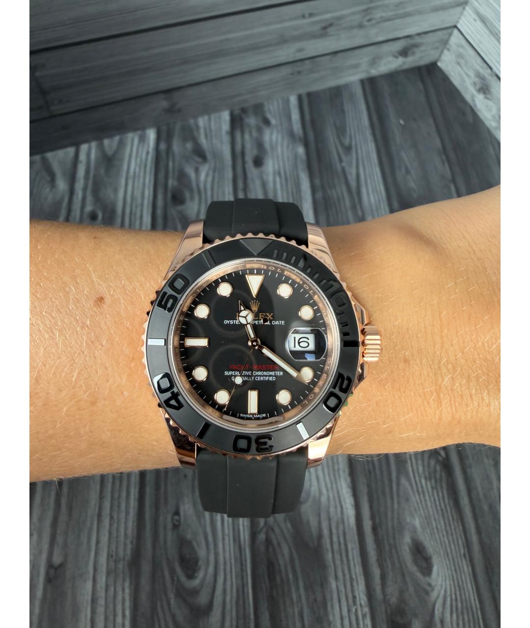 ROLEX Черные часы из розового золота, фото 2