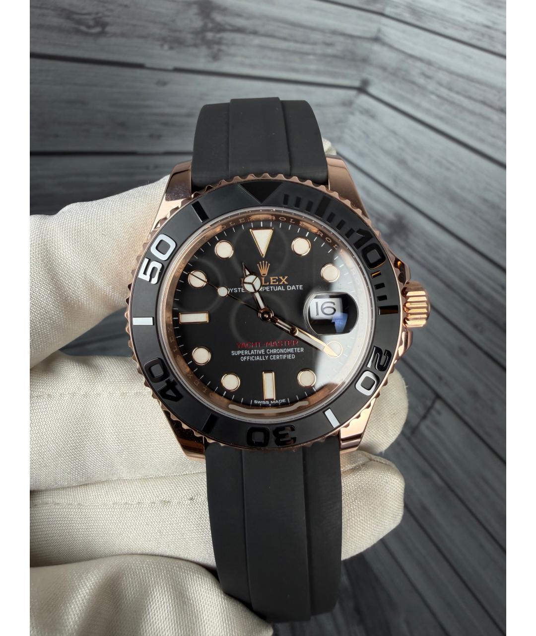 ROLEX Черные часы из розового золота, фото 4