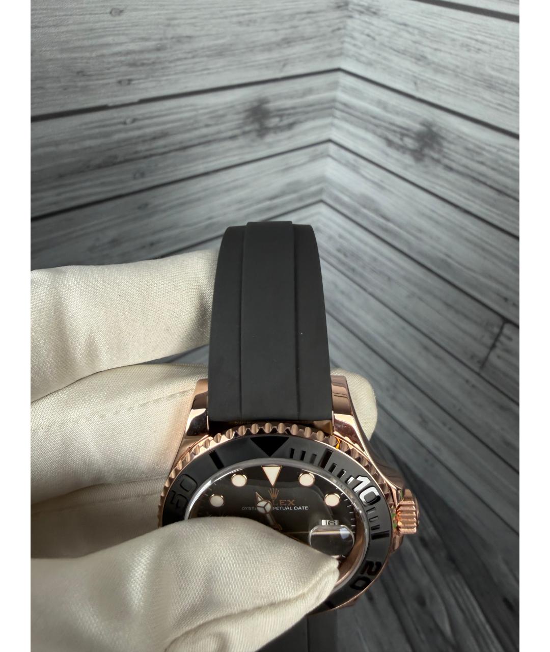 ROLEX Черные часы из розового золота, фото 9