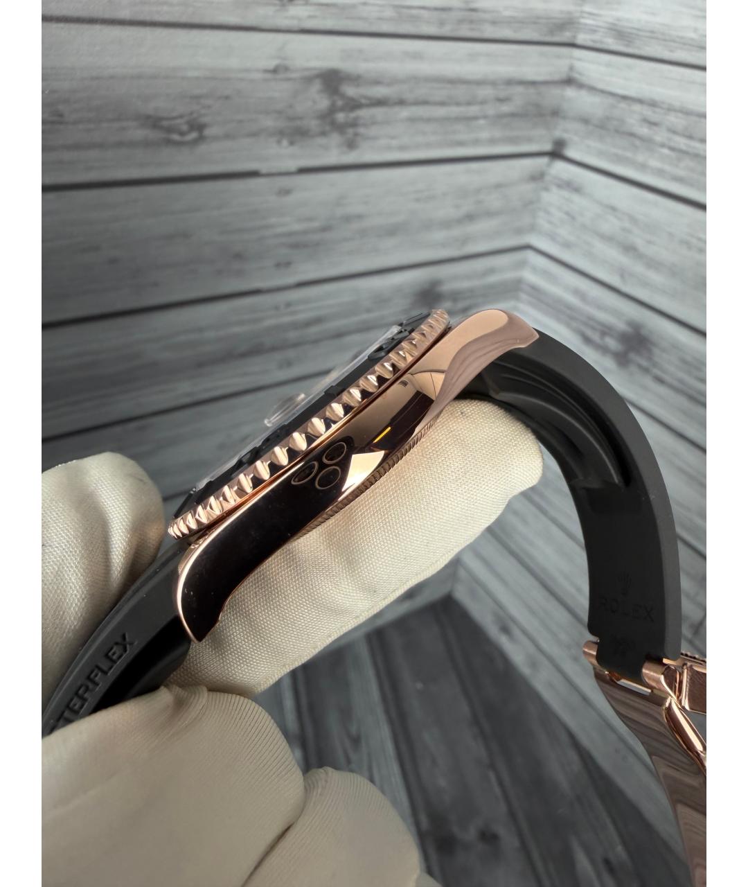 ROLEX Черные часы из розового золота, фото 7