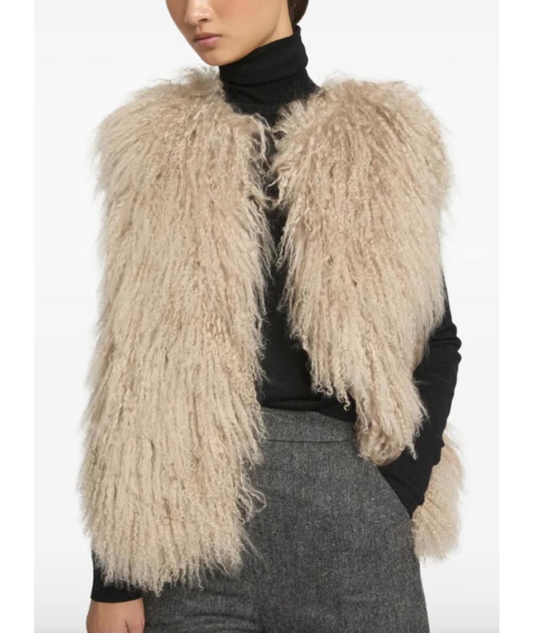 YVES SALOMON Бежевый меховой жилет, фото 2