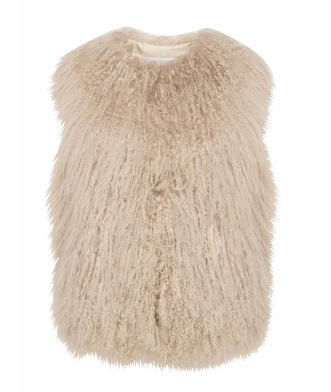 YVES SALOMON Бежевый меховой жилет, фото 1