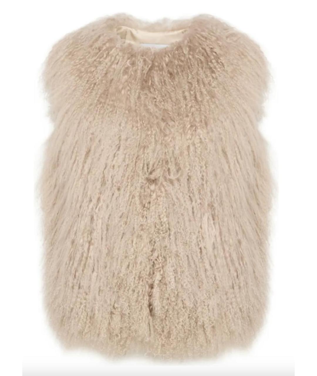 YVES SALOMON Бежевый меховой жилет, фото 3