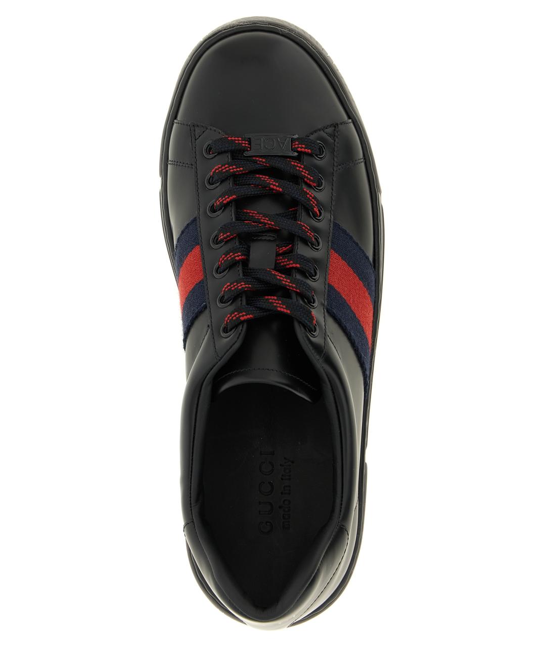 GUCCI Черные кожаные низкие кроссовки / кеды, фото 4