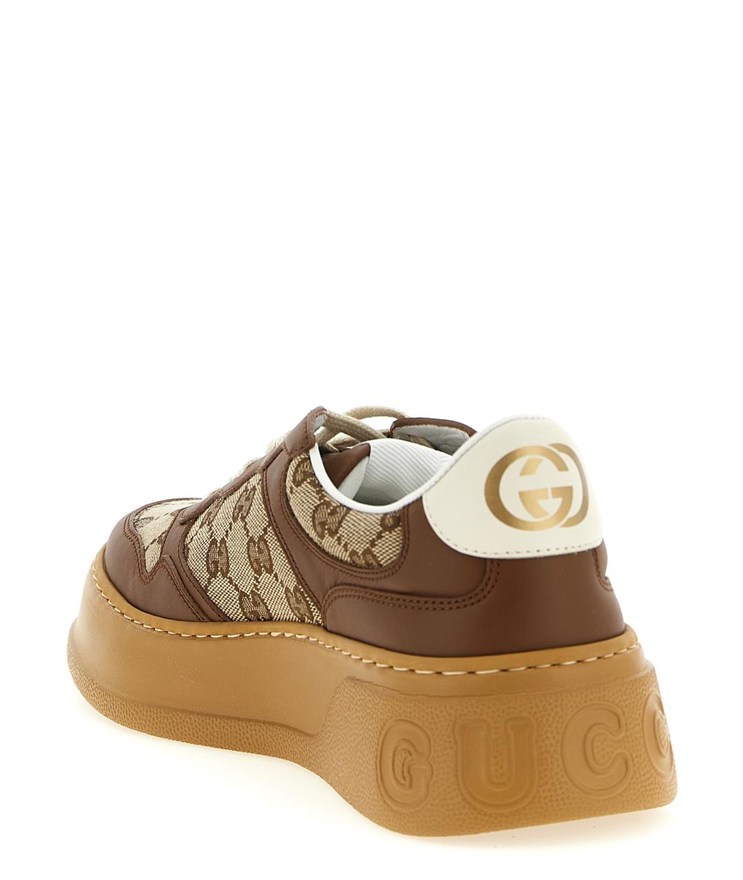 GUCCI Коричневые кожаные кроссовки, фото 3