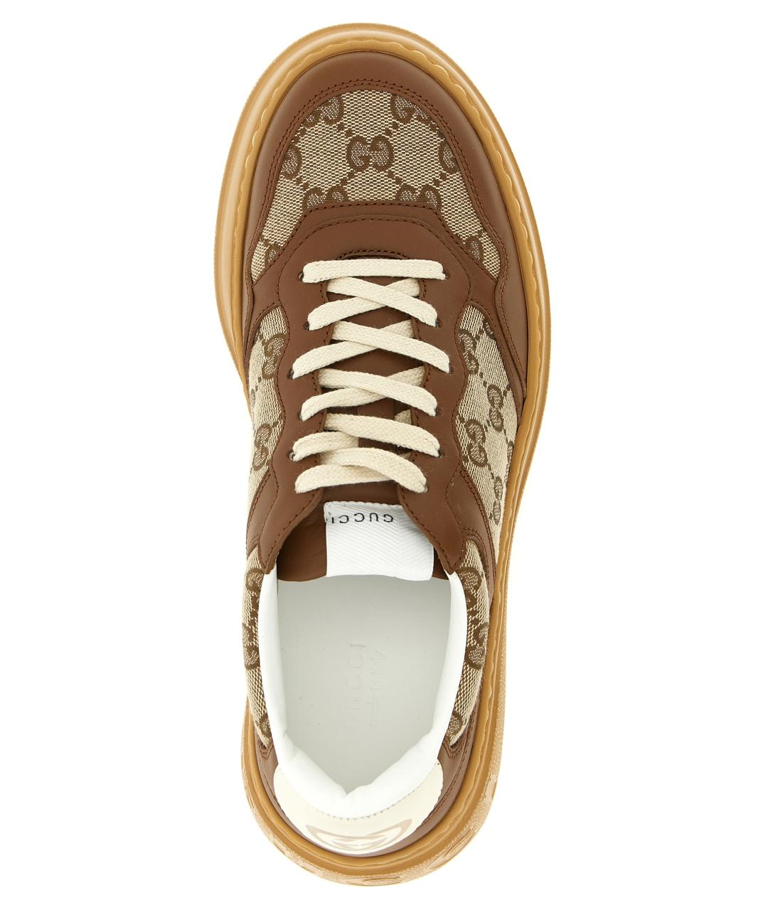 GUCCI Коричневые кожаные кроссовки, фото 4
