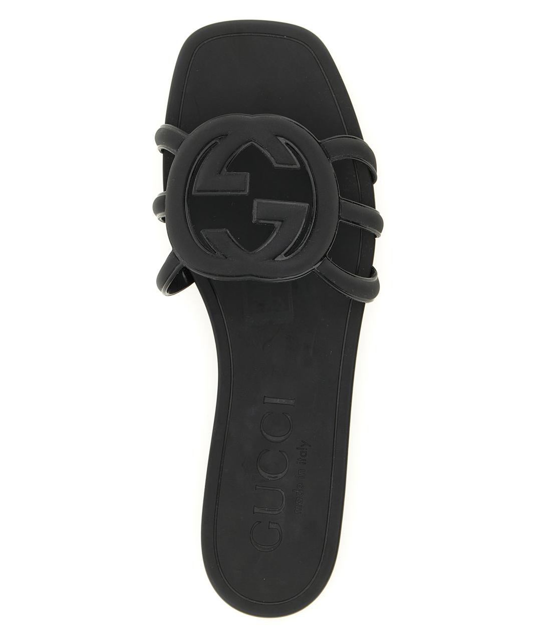 GUCCI Черные резиновые шлепанцы, фото 4