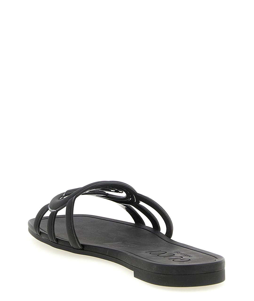 GUCCI Черные резиновые шлепанцы, фото 3