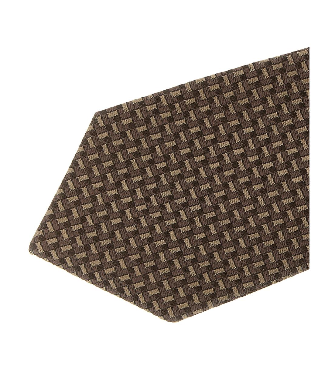 BRUNELLO CUCINELLI Коричневый шелковый галстук, фото 3