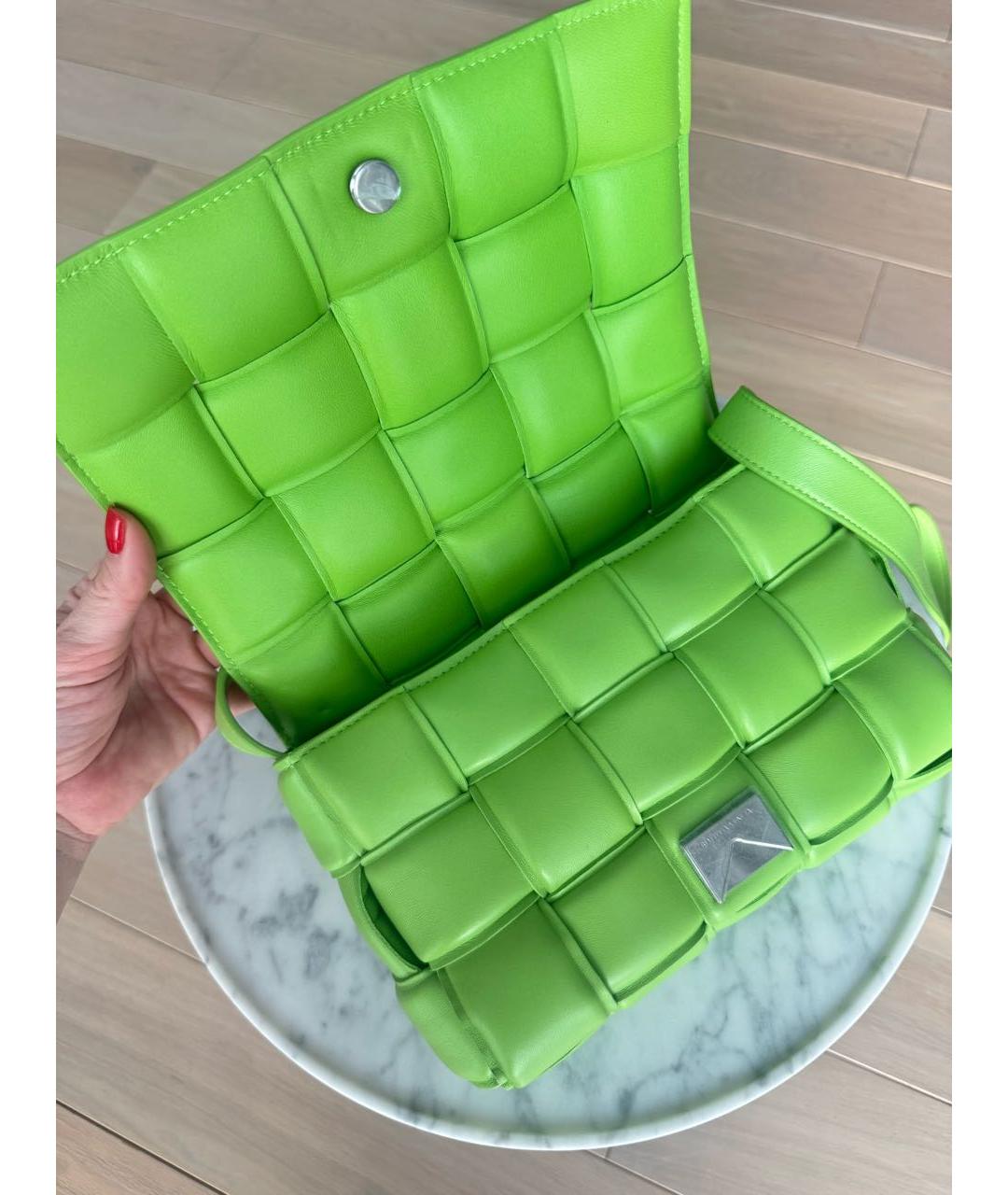 BOTTEGA VENETA Зеленая кожаная сумка через плечо, фото 3