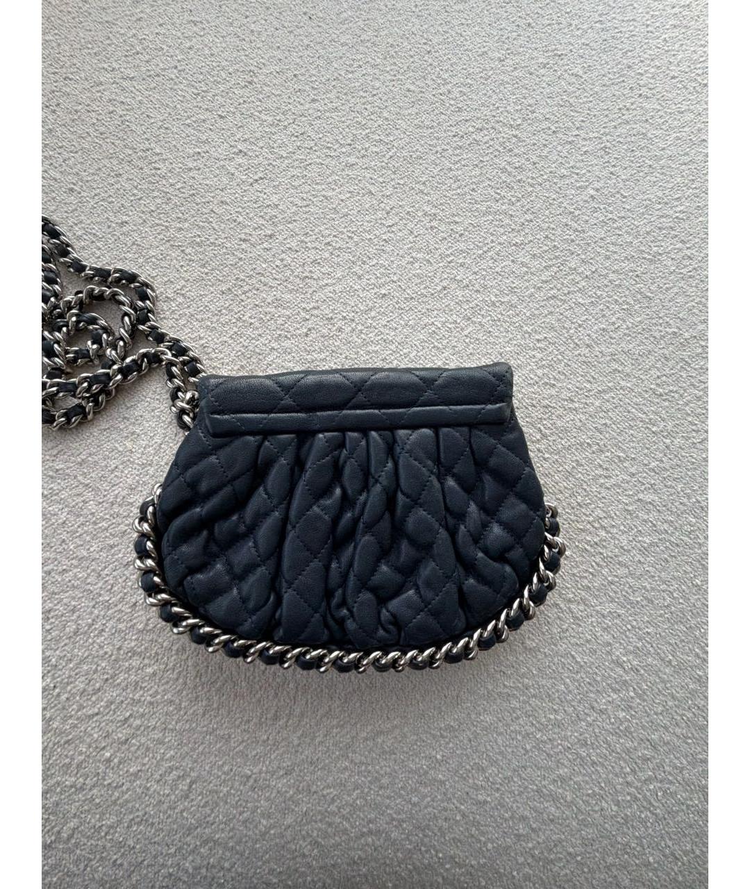 CHANEL Темно-синяя кожаная сумка через плечо, фото 3